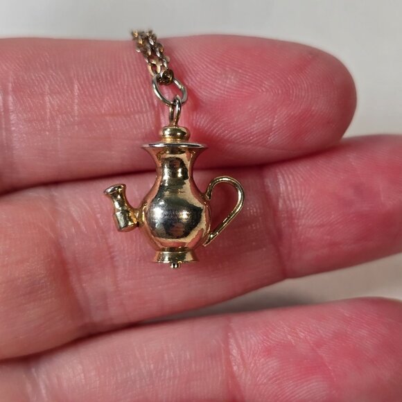 Vintage Teapot Pendant Necklace Fashion Jewelry 15.5 inch Silver Tone Tea Party - Picture 7 of 11